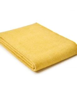 Camperdown Lane Herringbone Blanket Stitch Throw In Dandelion
