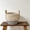 Mars And More Last Chance To Buy Light Grey And Natural Rustic Basket - Medium