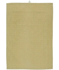 IB Laursen Yellow Cotton Teatowel With Dots