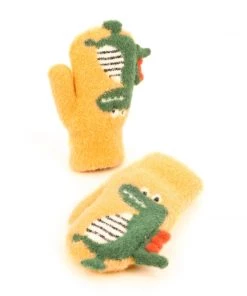 Powder Camperdown Kids Kids Dino Mittens In Buttercup