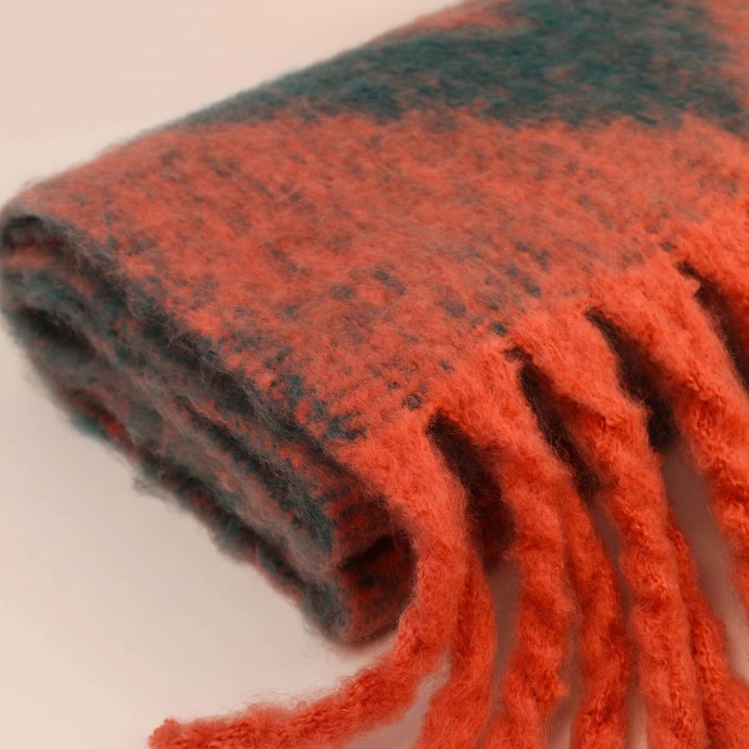 Powder Chunky Tassel Scarf In Coral And Teal Chevron Loungewear And Accessories