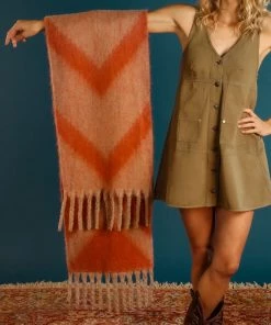 Powder Loungewear And Accessories Chunky Tassel Scarf In Tangerine Mist Chevron