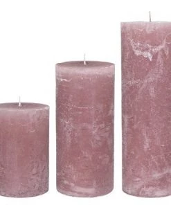 Cozy Living Slim Rustic Pillar Candles In Rose Pink