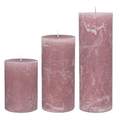 Cozy Living Slim Rustic Pillar Candles In Rose Pink
