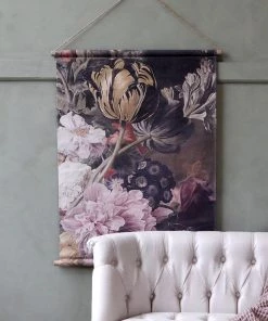 Chic Antique Floral Canvas Wallhanging - Small Mirrors & Wall Decor