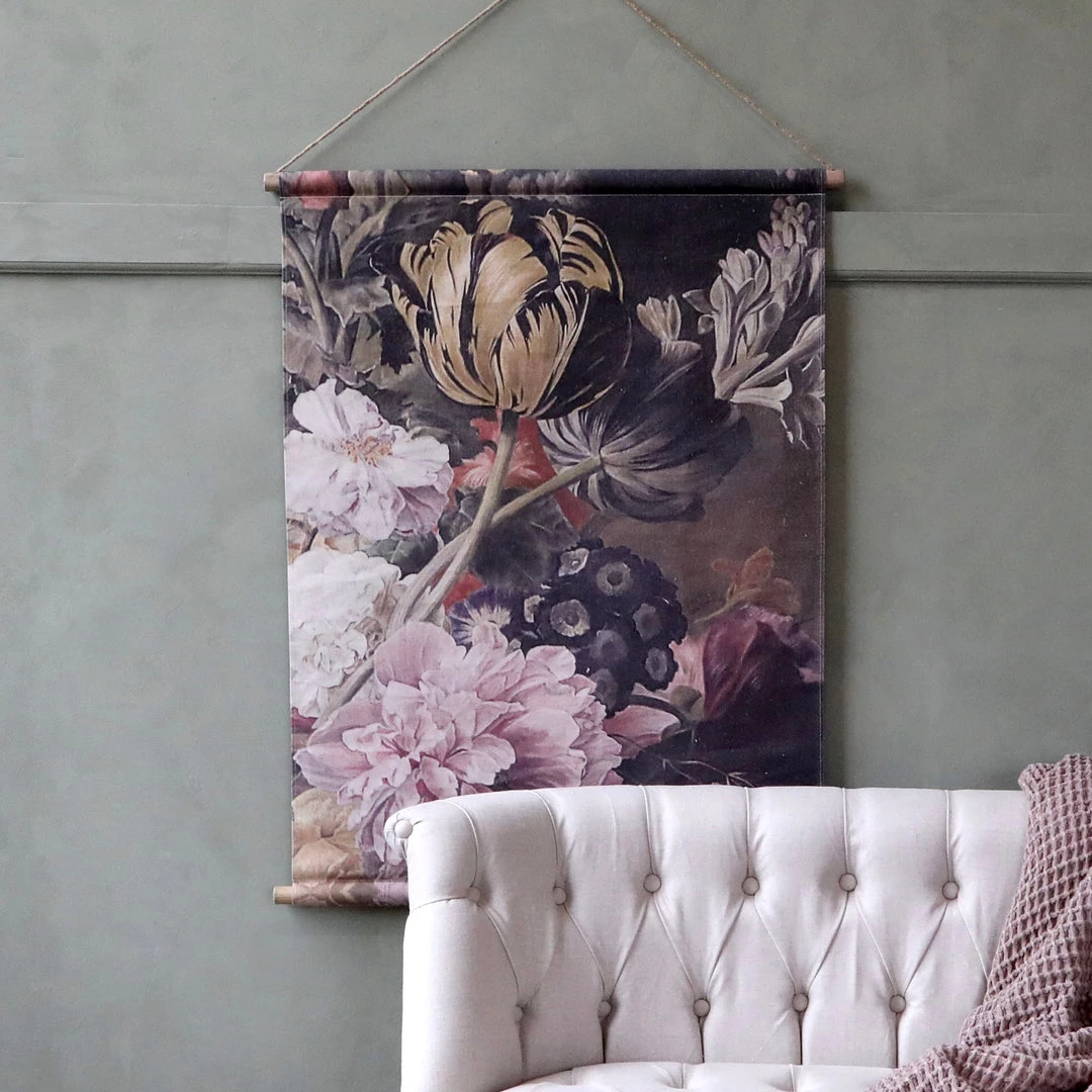 Chic Antique Floral Canvas Wallhanging - Small Mirrors & Wall Decor