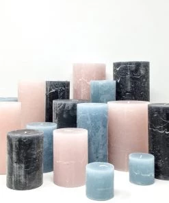 Cozy Living Slim Rustic Pillar Candles In Pale Pink Candle Holders & Accessories