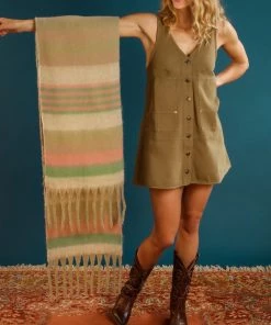 Powder Loungewear And Accessories Chunky Tassel Scarf In Pastel Stripe