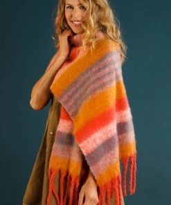 Powder Chunky Tassel Scarf In Sunset Stripe Loungewear And Accessories