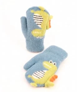 Powder Kids Dino Mittens In Pale Blue
