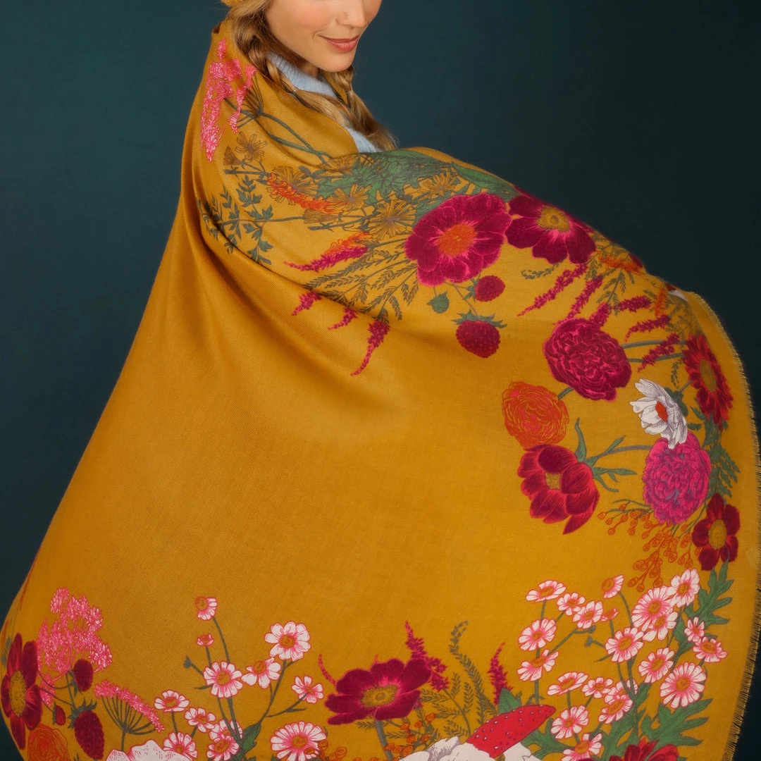 Powder Loungewear And Accessories Wild Woodland Mustard Scarf