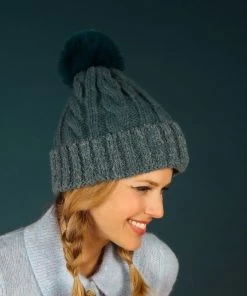 Powder Cosy Bobble Hat In Denim