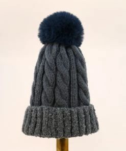 Powder Cosy Bobble Hat In Denim