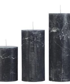 Cozy Living Candle Holders & Accessories Slim Rustic Pillar Candles In Charcoal