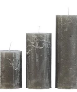 Cozy Living Slim Rustic Pillar Candles In Grey
