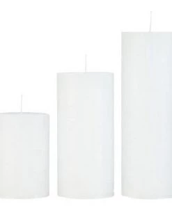 Cozy Living Slim Rustic Pillar Candles In White Candle Holders & Accessories