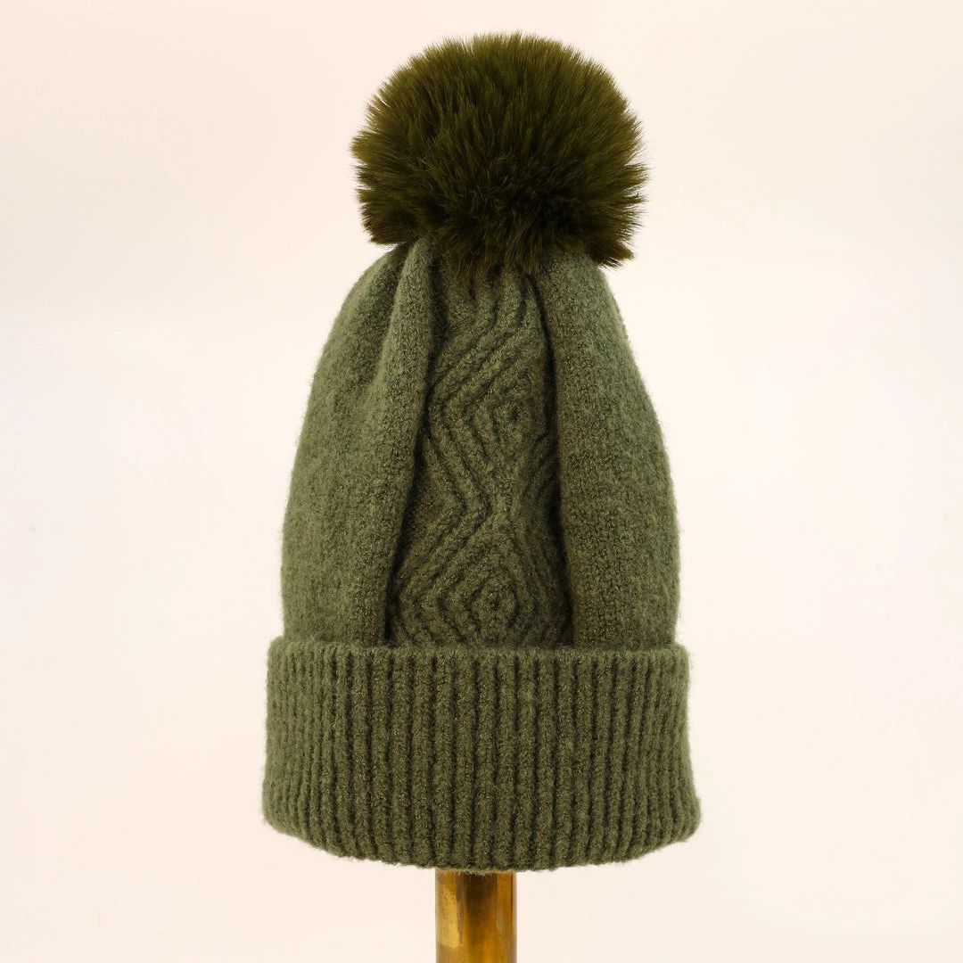 Powder Bobble Hat In Olive Loungewear And Accessories