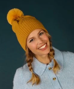 Powder Loungewear And Accessories Bobble Hat In Mustard