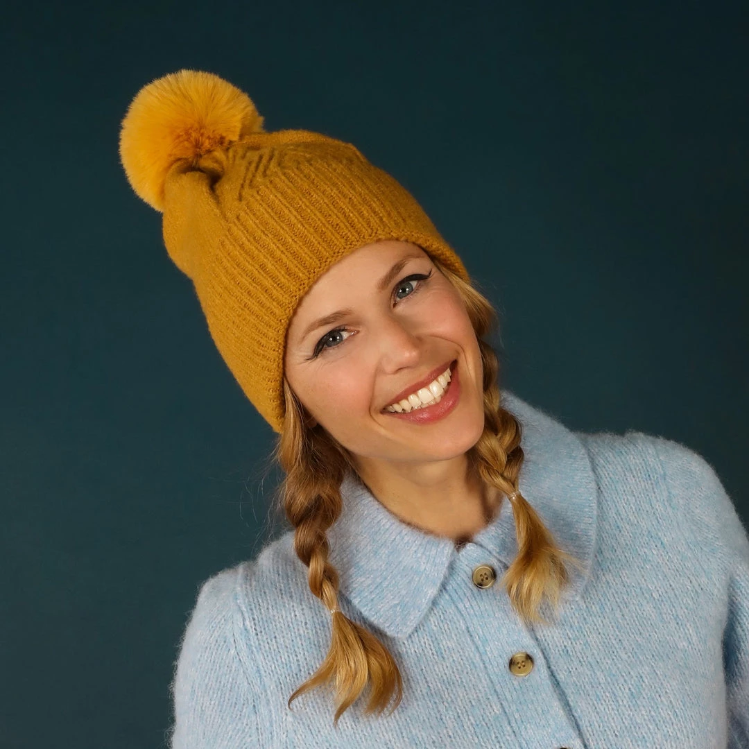 Powder Loungewear And Accessories Bobble Hat In Mustard