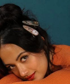 Powder Pink And Teal Floral Hairclips 2 Pack Loungewear And Accessories