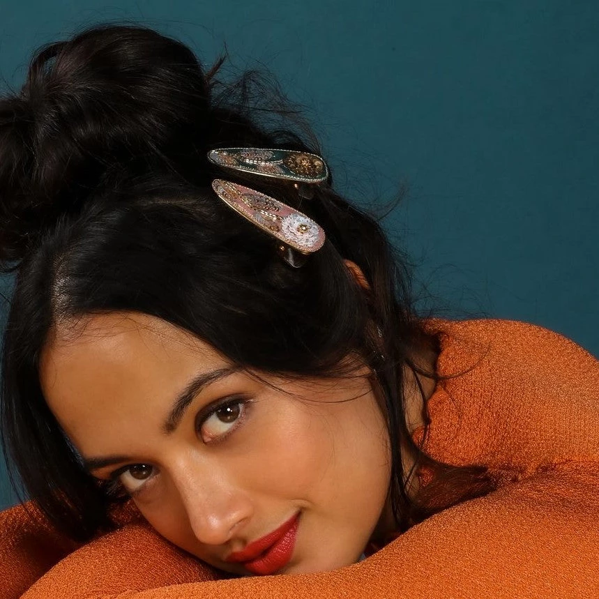 Powder Pink And Teal Floral Hairclips 2 Pack Loungewear And Accessories