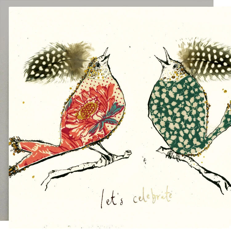 Anna Wright Art Cards And Gift Wrap Let's Celebrate Birds Card