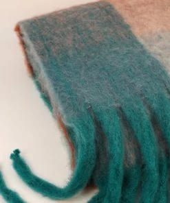 Powder Chunky Checked Tassel Scarf In Teal Loungewear And Accessories