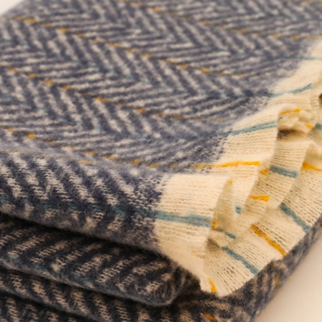 Powder Loungewear And Accessories Cosy Herringbone Scarf In Navy