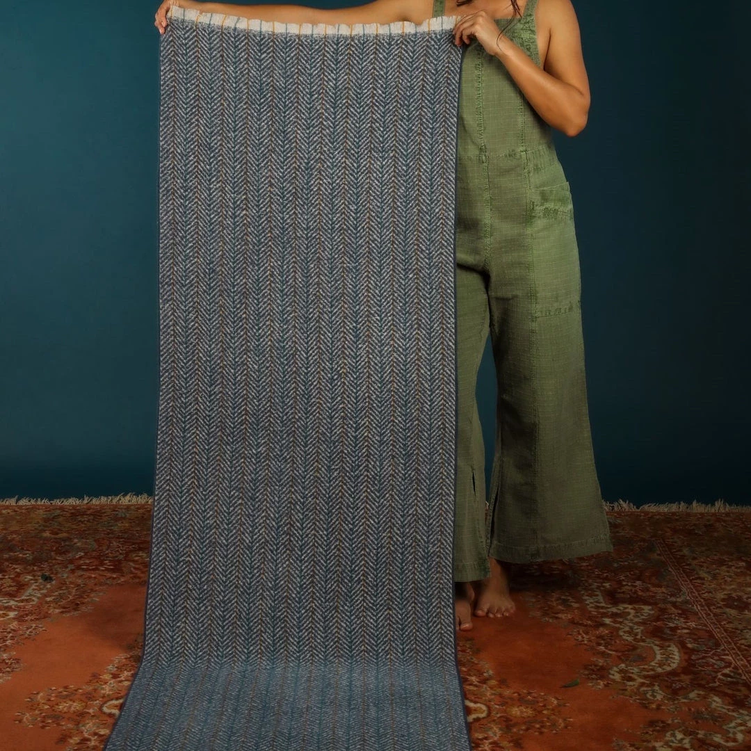 Powder Loungewear And Accessories Cosy Herringbone Scarf In Navy