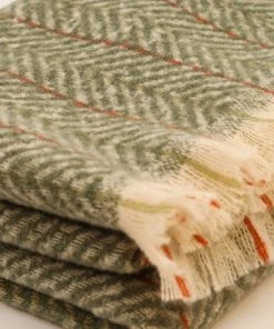 Powder Loungewear And Accessories Cosy Herringbone Scarf In Olive