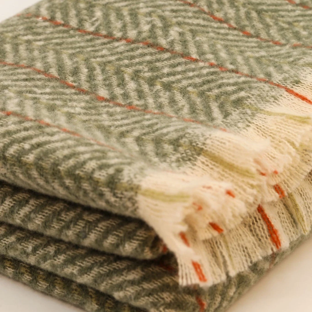 Powder Loungewear And Accessories Cosy Herringbone Scarf In Olive