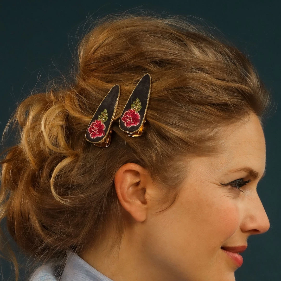 Powder Painted Peony Hairclips 2 Pack Loungewear And Accessories