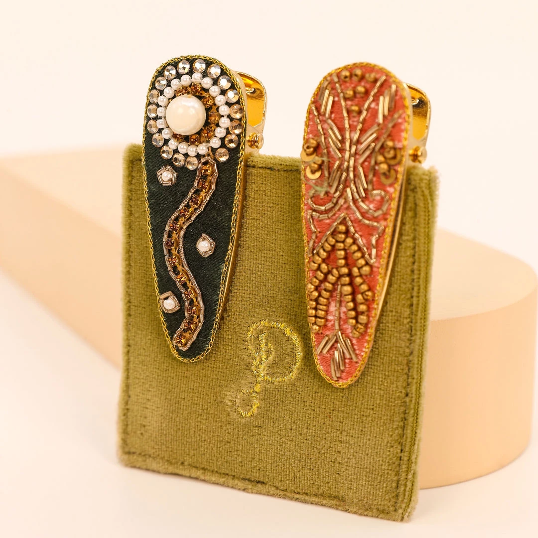 Powder Pearl Sunflower Hairclips 2 Pack