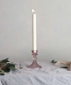 Biggie Best Pressed Glass Candlestick - Pink