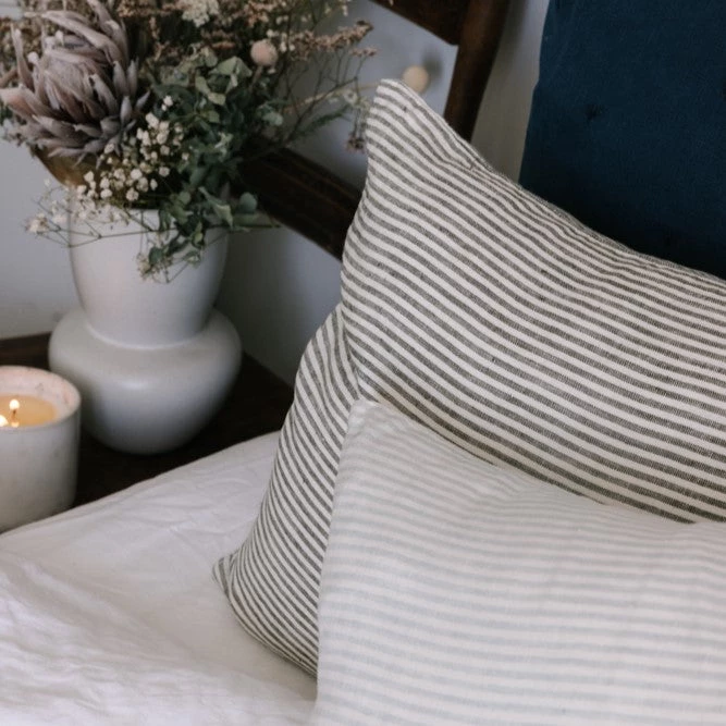 Raine & Humble Storm Striped Linen Cushion