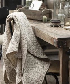 IB Laursen Garden & Outdoors Beige Quilt With Flower Vines