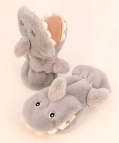 Powder Camperdown Kids Kids Snuggly Shark Mittens In Grey