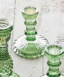 Terrace And Garden Candle Holders & Accessories Pressed Glass Candlestick - Green
