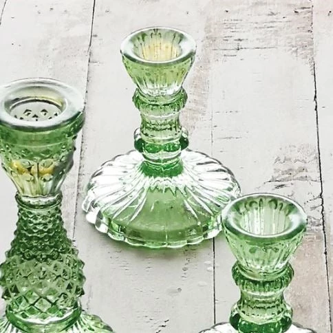 Terrace And Garden Candle Holders & Accessories Pressed Glass Candlestick - Green