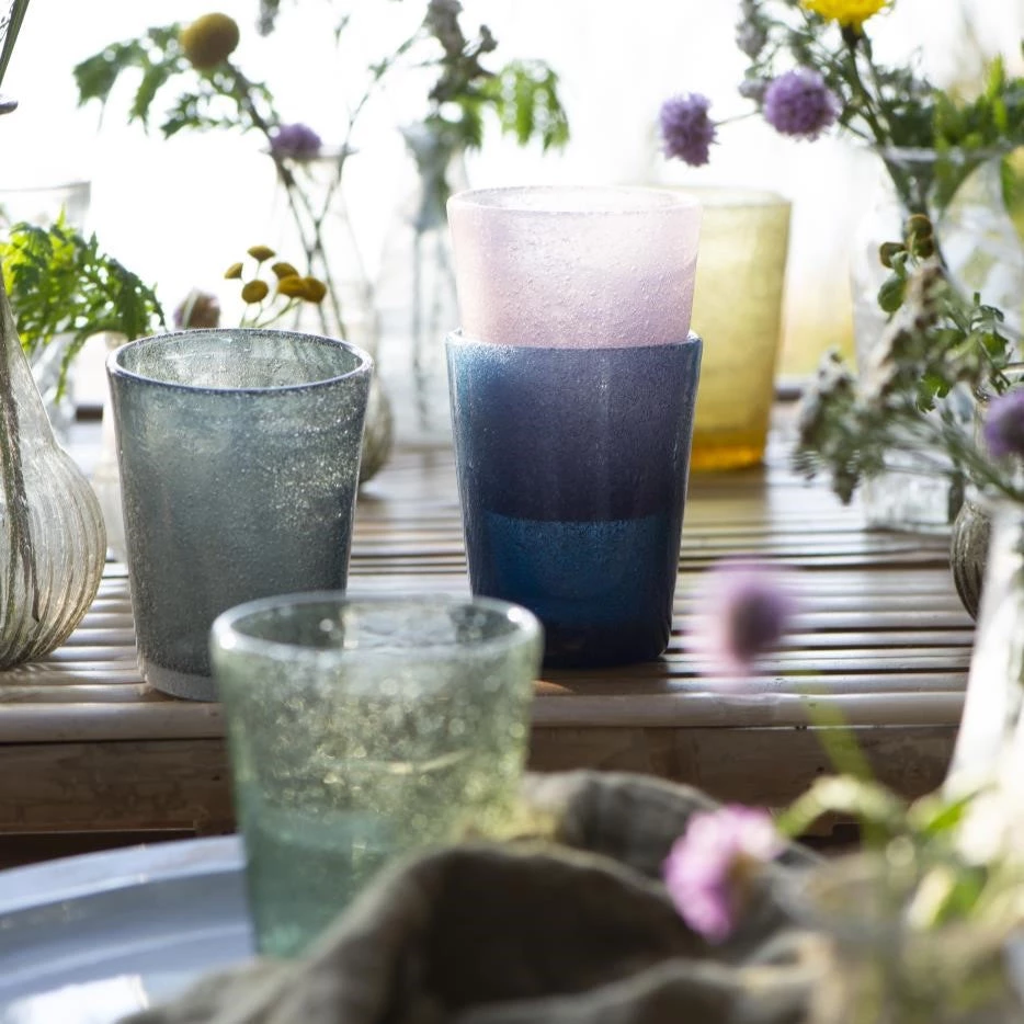IB Laursen Handblown Bubble Glass In Pink Kitchen & Dining