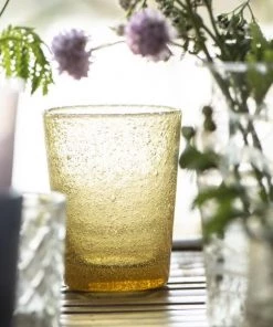 IB Laursen Kitchen & Dining Handblown Bubble Glass In Yellow
