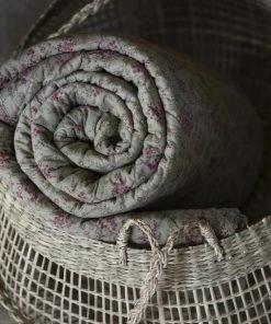 IB Laursen Olive And Pink Floral Quilt