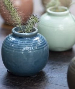 IB Laursen Decorative Accessories Mini Ceramic Vase In Blue