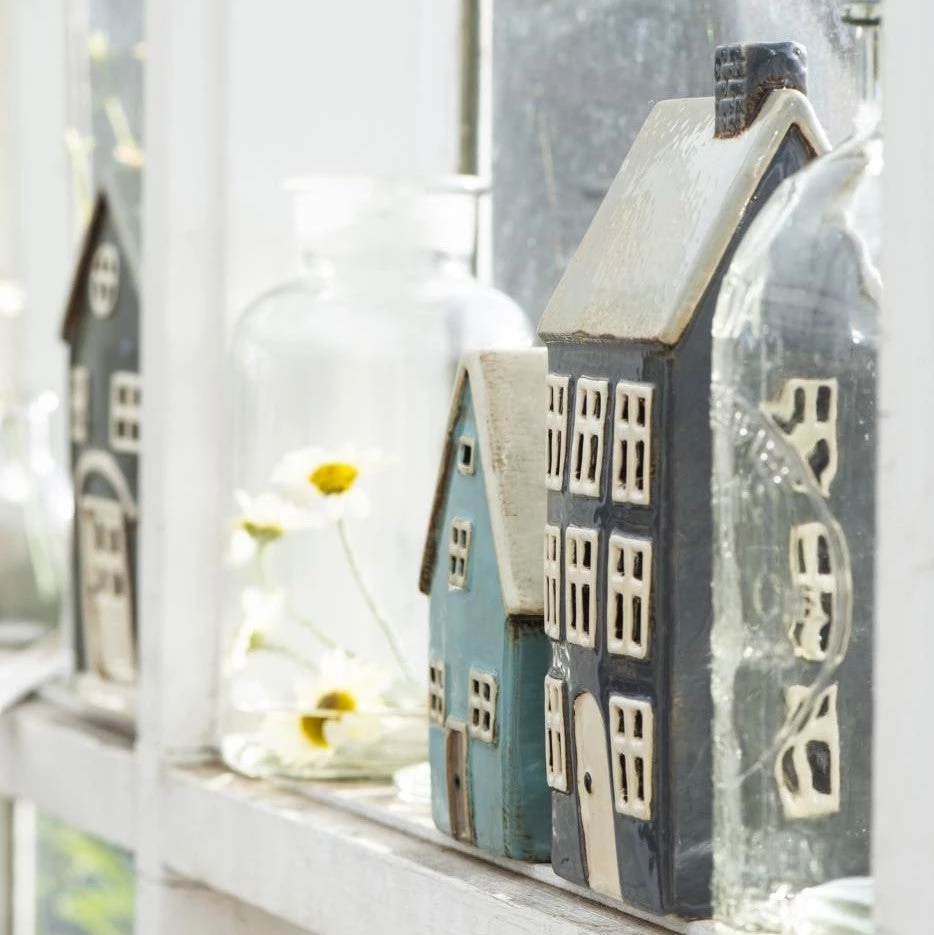 IB Laursen Ceramic House For Tealight - Medium Grey Candle Holders & Accessories
