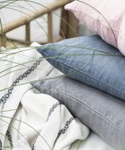 IB Laursen Cushions Rectangle Linen Cushion In Historical Blue