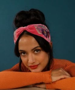 Powder Embroidered Woodland Headband In Hot Pink