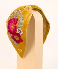 Powder Loungewear And Accessories Embroidered Woodland Headband In Mustard