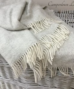 Camperdown Lane Pure New Wool Throw In Soft Grey Beehive