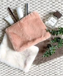 Parlane Faux Fur Washbag In Blush