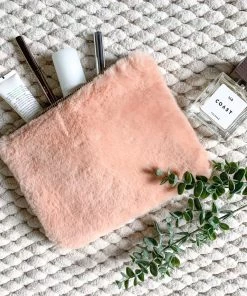 Parlane Faux Fur Washbag In Blush